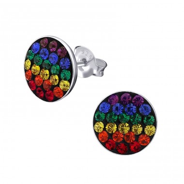 Round - 925 Sterling Silver Ear studs with stones A4S17594