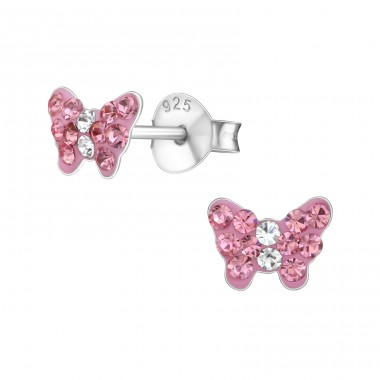 Butterfly - 925 Sterling Silver Ear studs with stones A4S18814