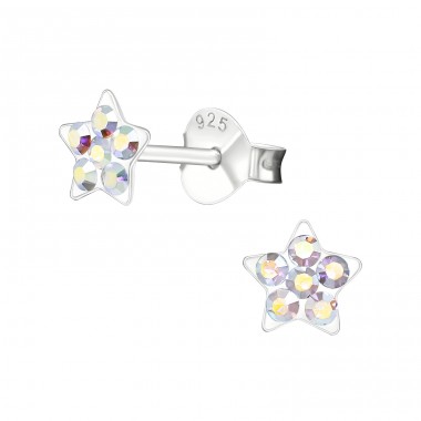 Star - 925 Sterling Silver Ear studs with stones A4S19153