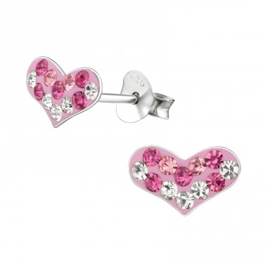 Heart - 925 Sterling Silver Ear studs with stones A4S19248