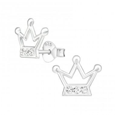 Crown - 925 Sterling Silver Ear studs with stones A4S20582