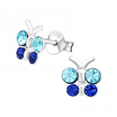 Butterfly - 925 Sterling Silver Ear studs with stones A4S21832