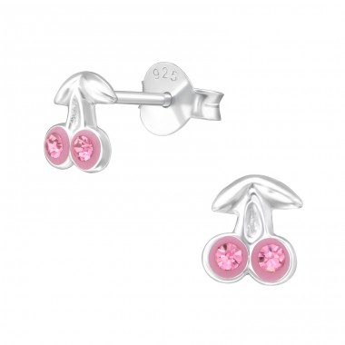 Cherry - 925 Sterling Silver Ear studs with stones A4S21899