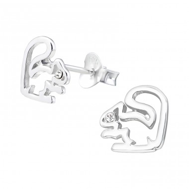 Squirrel - 925 Sterling Silver Ear studs with stones A4S22211