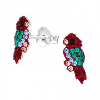 Parrot - 925 Sterling Silver Ear studs with stones A4S22332