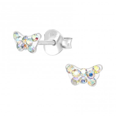 Butterfly - 925 Sterling Silver Ear studs with stones A4S22936