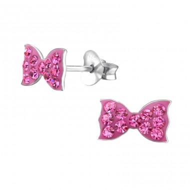 Ribbon - 925 Sterling Silver Ear studs with stones A4S23404