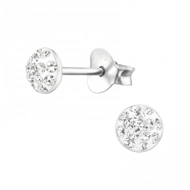 Round - 925 Sterling Silver Ear studs with stones A4S24654