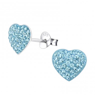 Heart  - 925 Sterling Silver Ear Studs With Stones A4S24694