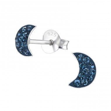 Moon - 925 Sterling Silver Ear studs with stones A4S24696