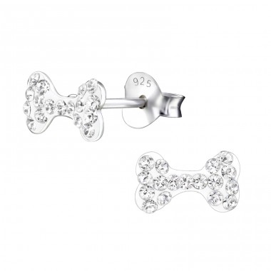 Dog Bone - 925 Sterling Silver Ear studs with stones A4S24697