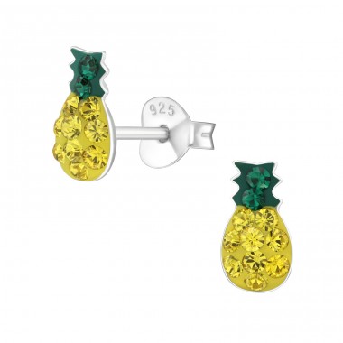 Pineapple - 925 Sterling Silver Ear studs with stones A4S25421