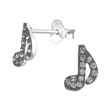 Music Note - 925 Sterling Silver Ear studs with stones A4S28321