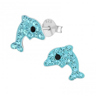 Dolphin - 925 Sterling Silver Crystal Ear Studs A4S2896