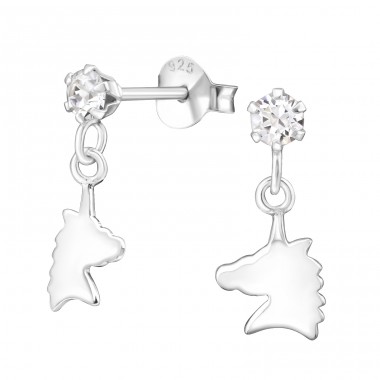 Unicorn - 925 Sterling Silver Ear studs with stones A4S32837