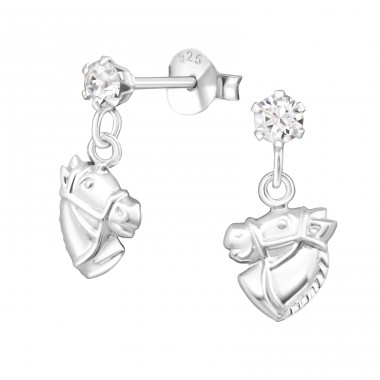 Horse - 925 Sterling Silver Ear studs with stones A4S32840