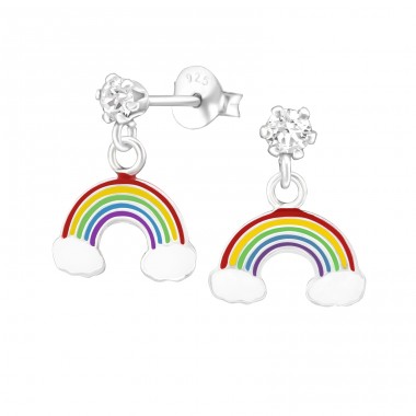 Hängende Regenbogen - 925er Silber Ohrstecker mit Steinen A4S32856