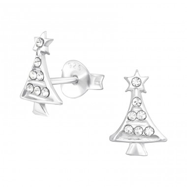 Christmas tree - 925 Sterling Silver + Crystal Crystal Ear Studs A4S33068