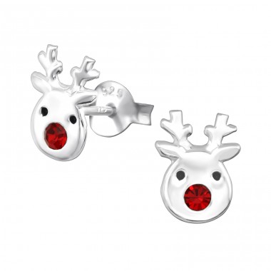 Reindeer - 925 Sterling Silver Ear studs with stones A4S33415