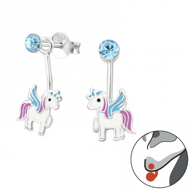 Unicorn - 925 Sterling Silver Ear studs with stones A4S33748