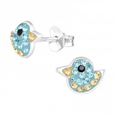 Bird - 925 Sterling Silver Ear studs with stones A4S34828