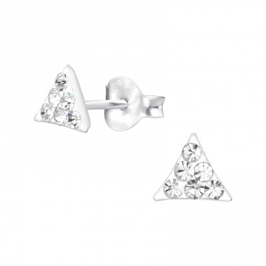 Triangle - 925 Sterling Silver Ear studs with stones A4S35430