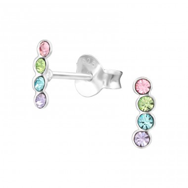 Geometric - 925 Sterling Silver Ear studs with stones A4S37172