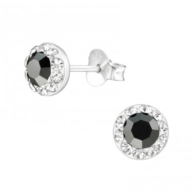 Round - 925 Sterling Silver Crystal Ear Studs A4S38874