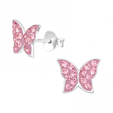 Butterfly - 925 Sterling Silver Ear studs with stones A4S39868