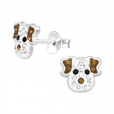 Crystal Dog - 925 Sterling Silver Ear Studs With Stones A4S41506