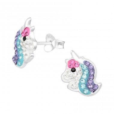 Unicorn - 925 Sterling Silver Ear studs with stones A4S41796