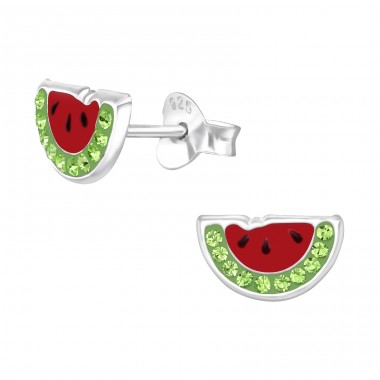 Watermelon - 925 Sterling Silver Ear studs with crystals A4S42143