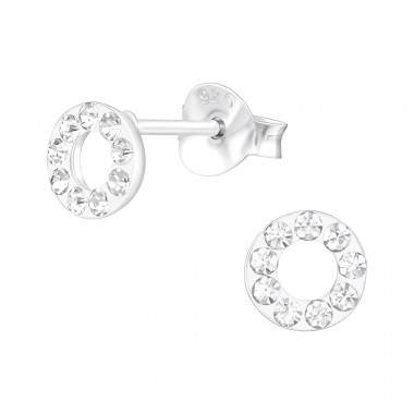 Circle - 925 Sterling Silver Ear studs with crystals A4S42185