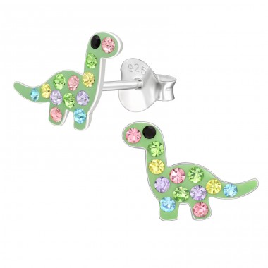 Dinosaur - 925 Sterling Silver Ear studs with stones A4S42933