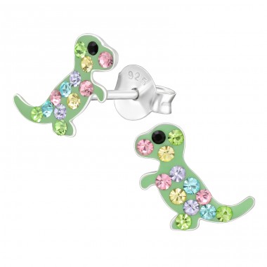 Dinosaur - 925 Sterling Silver Ear studs with stones A4S42938