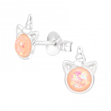 Opal Unicorn - 925 Sterling Silver Ear Studs With Stones A4S42940