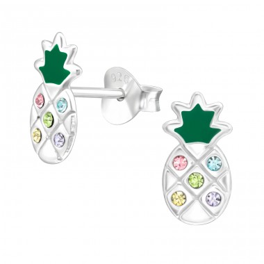 Pineapple - 925 Sterling Silver Ear studs with stones A4S43178