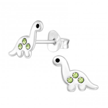 Diplodocus Dinosaur with crystals - 925 Sterling Silver Ear Studs With Stones A4S43181