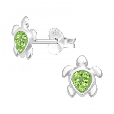 Turtle - 925 Sterling Silver Ear studs with stones A4S43187