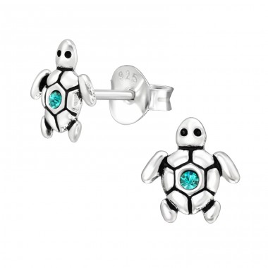 Turtle - 925 Sterling Silver Ear studs with stones A4S43213