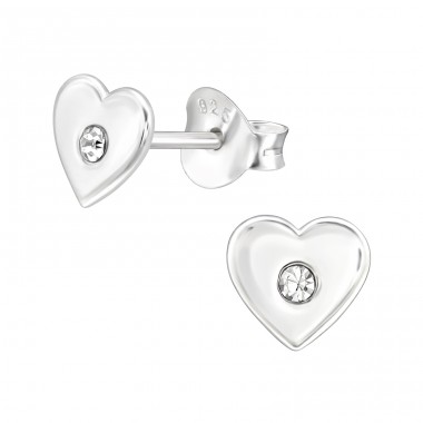 Heart - 925 Sterling Silver Ear studs with stones A4S43951