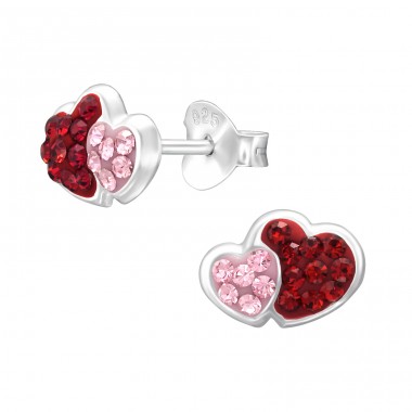 Double Heart stud - 925 Sterling Silver Ear Studs With Stones A4S45277