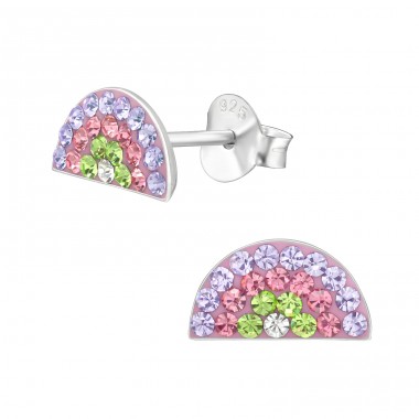 Crystal Raindbow - 925 Sterling Silver Ear Studs With Stones A4S45901