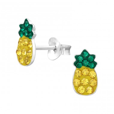 Pineapple Ear Studs for kids - 925 Sterling Silver Ear Studs With Stones A4S46126