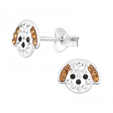 Dog Ear studs with stones - 925 Sterling Silver Ear Studs With Stones A4S46131