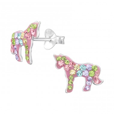 Unicorn Ear studs for kids - 925 Sterling Silver Ear Studs With Stones A4S46247