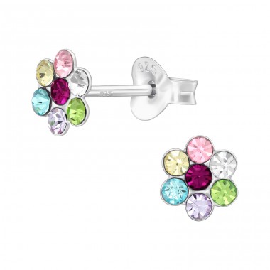 Flower Ear Studs for kids - 925 Sterling Silver Ear Studs With Stones A4S46250