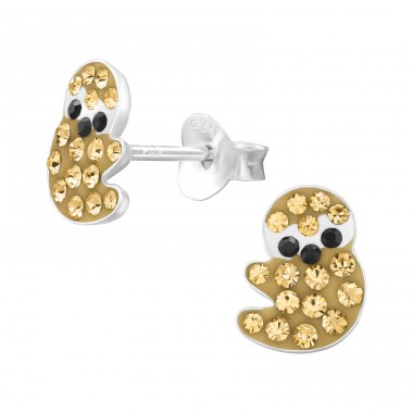 Sloth with Crystals - 925 Sterling Silver Ear Studs With Stones A4S46565