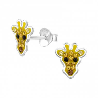 Giraffe - 925 Sterling Silver Ear studs with stones A4S47902