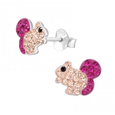 Squirrel - 925 Sterling Silver Ear Studs With Stones A4S48440